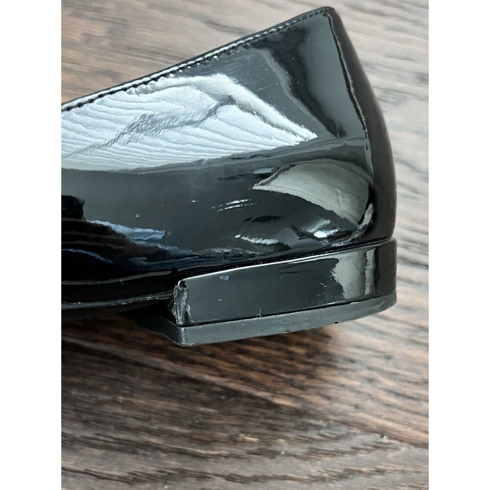 PRADA Black Patent Leather Ballet Flats Silver Detail Size 37 GUC - Picture 12 of 14